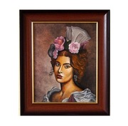 "Portret  z kwiatami we włosach", ręcznie malowany obraz, olej na płótnie