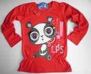 nowa Pet Shop 116/122 super jakość kokardka czerwona bluzka długi rękaw