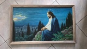 Duży obraz religijny  "Jezus w Ogrojcu" olejny, ręcznie malowany