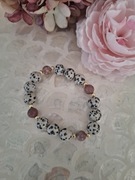 Bransoletka handmade z naturalnych kamieni hematyt jaspis dalmatyński 