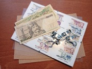 2 banknoty PRL: 2000 zł i 50 zł wydruk ilustracji 2 x antyrama A5 prezent