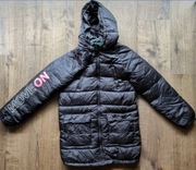 Kurtka zimowa puchowa Benetton 100% nylon 150 cm (S) czarna długa ciepła
