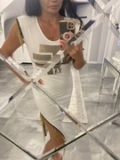 Sukienka biała cyrkonie złote TATU