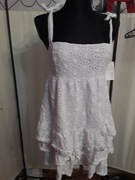 Sukienka biała ażurowa boho 95% bawełna wyprzedaż 