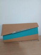 Beżowo-turkusowe torebka kopertowa Skype nowa 