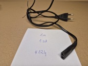 Kabel zasilający czarny, P+N, 10/16A,250V, 1m , ósemka