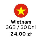 eSIM do Wietnamu | Internet 3 GB | 24 zł | Dostawa natychmiast