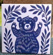 UNIKAT Obrazek ceramiczny, kafelek z grafiką misia, PREZENT, ozdoba