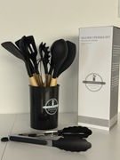 ZESTAW PRZYBORÓW KUCHENNYCH PRZYBORY KUCHENNE SILIKONOWE DREWNIANE 12 EL