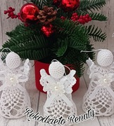 Szydełkowe aniołki,rękodzieło na choinkę aniołek perełki 