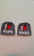 Czapki dziecięce Love 2szt z napisami ,,I Love MAMA" oraz ,,I Love PAPA"