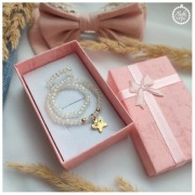 Komplet biżuterii, bransoletka i pierścionek, kryształki, stal + GRATIS