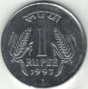 Indie 1 rupia 1997 B - 25 mm - Bombaj