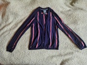 Kardigan J.C.RAGS rozmiar M męski granatowy paski długi sweter rozpinany