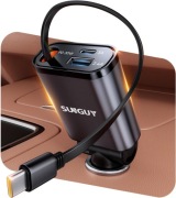 Ładowarka samochodowa 3w1 szybka USB C zwijany kabel 30W 934