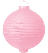 Lampion papierowy 30cm różowy z żarówką