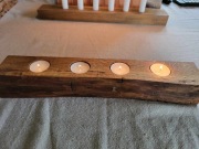 rustykalny świecznik drewniany świecznik na tealighty dębowy upcykling