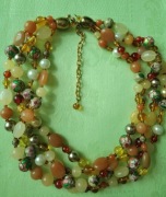 Vintage korale z naturalnych kamieni pereł i kulek cloisonne lata 80te