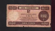 BON TOWAROWY 0,02 Cent seria HO2760653 str.1