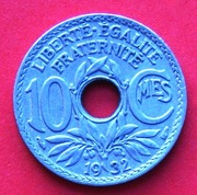 10 Centymów  1932  r  -  Francja    Gałąź oliwna    