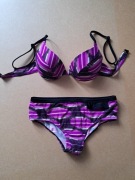 Fioletowy czarny Strój kąpielowy 36C S dwuczęściowy FEBA