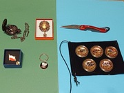 Monety platerowane 24k złotem i mix rzeczy