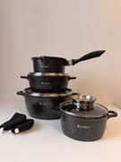 ZESTAW GARNKÓW MARMURKOWYCH INDUKCJA GAZ KOMPLET GARNKI + POKRYWKI AROMA