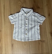 Rozpinana, bawełniana koszula w paski z krótkim rękawem, blu, r.12 m-cy