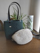 Torebka do ręki ,na ramię handmade zielona 