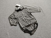 Body koszulowe koszulobody czarno biała kratka mucha Baby club c&a 80
