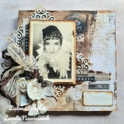 PREZENT, obraz 20x20, scrapbooking, vintage retro 