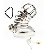 Długi stalowy pas cnoty Chastity cage + Pasek oring 45mm