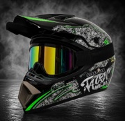 Kask pełny fullface rozmiar M Enduro Hulajnoga Rower Cross Gogle Dziecko 