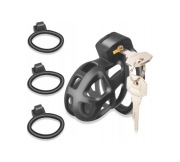 Lekki mały czarny pas cnoty Chastity klatka na penisa 3 Oringi S  