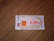 Bilet jednorazowy 0,60zł 60 gr MPK Łódź stare logo skasowany lokalny