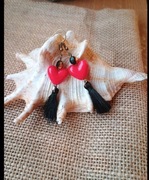 Kolczyki serce z frędzlem / Walentynki 