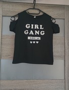 T-shirt z rozcięciami na ramionach srebrne napisy dla dziewczynki r. 146