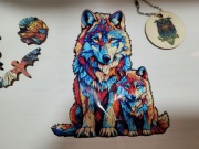 Puzzle drewniane w kształcie zwierząt dedykowane dorosłym wilki A3