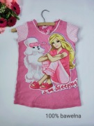 Dziewczęca różowa koszulka z krótkim rękawem Barbie bawełna cotton