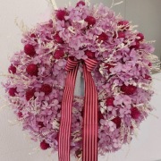 Wianek na drzwi naturalny rośliny suszone i stabilizowane różowy malinowy