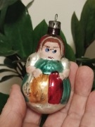 PRL stara bombka LALECZKA BABUSZKA szklana bombka