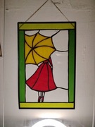 Witraż kobieta z parasolka 