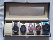 Zegarki 5 sztuk + pudełko szkatułka na zegarki