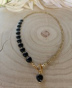 Naszyjnik Choker z Kamieni Naturalnych Onyks Hematyt Fasetowany Serca 