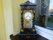 Piękny Zegar Kominkowy Portykowy połowy XIX w, ZDOBIONY