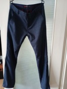 Nowe granatowe spodnie, eleganckie, w kratkę, garniturowe, rozmiar W33