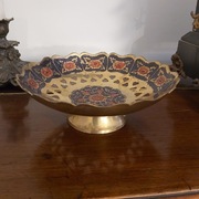 Vintage-Mosiężna grawerowana patera z lat-70-tych 