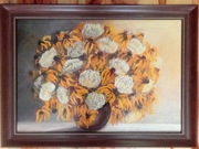 obraz olejny kwiaty na płótnie ręcznie malowany NOWA rama sygnowany