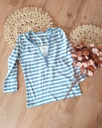 atmosphere 40 42XL jasnoniebieska bluzka z  rękawem w pasy paski damska