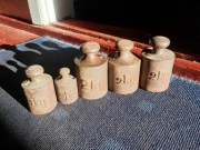 Odważniki wagi szalkowej, PRL, Komplet 5 sztuk.